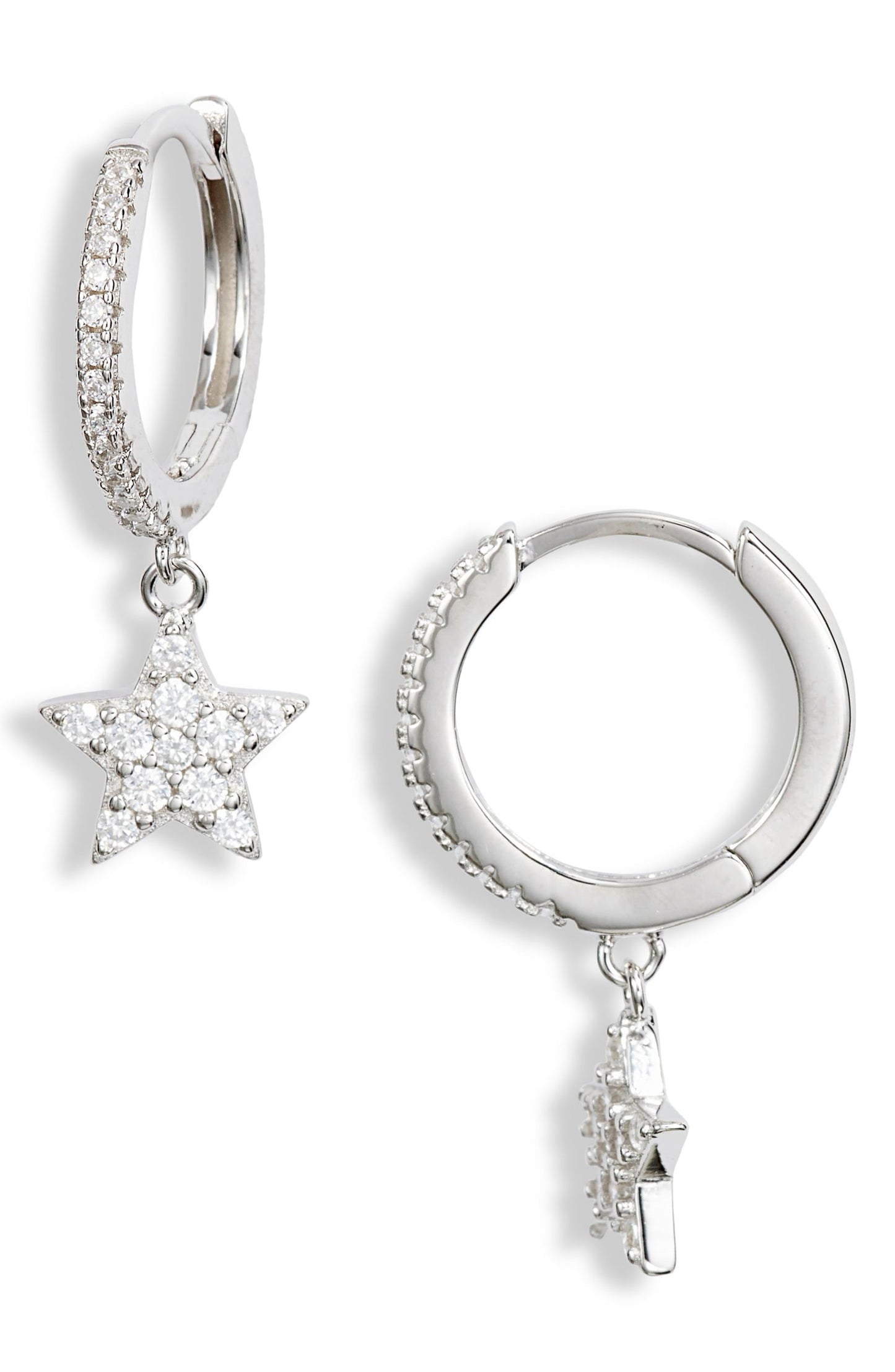Pave Star Huggie Drop Earrings | More Colors Available-1