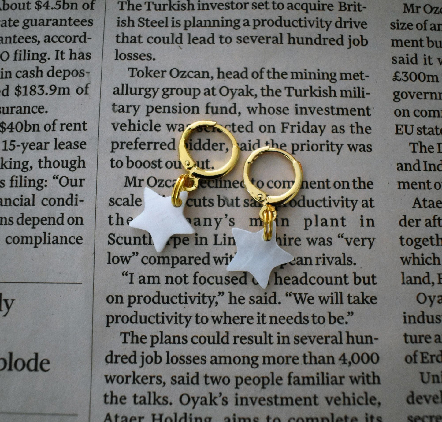 Mother of Pearl Star Huggie Earrings | by Ifemi Jewels-1