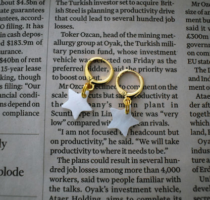 Mother of Pearl Star Huggie Earrings | by Ifemi Jewels-1
