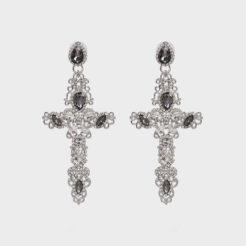 Divinity Rhinestone Cross Earrings