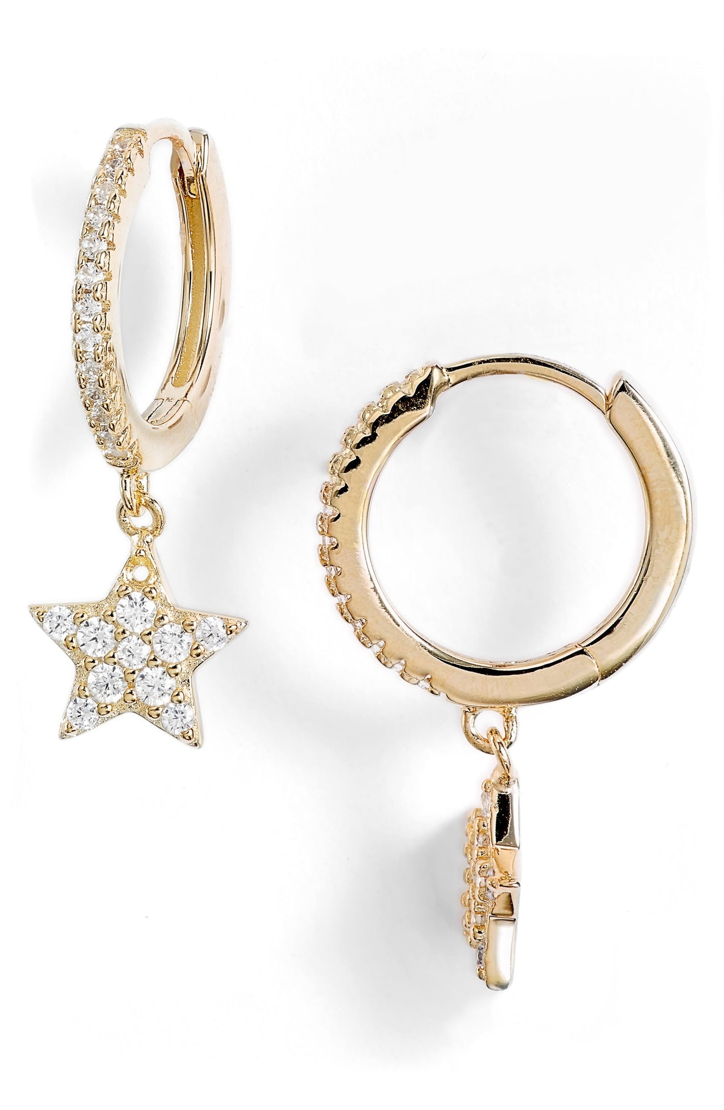 Pave Star Huggie Drop Earrings | More Colors Available-0