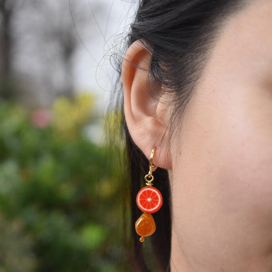 Oranges and Orange freshwater pearl earrings